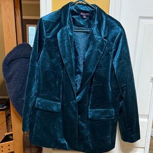 Roaman's Teal Velvet Blazer